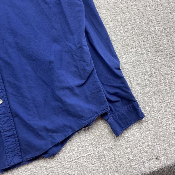Vintage Ralph Lauren *Blue* w/ Logo Yellow Shirt Slim Fit Mens XL Button Down - Picture 4 of 16